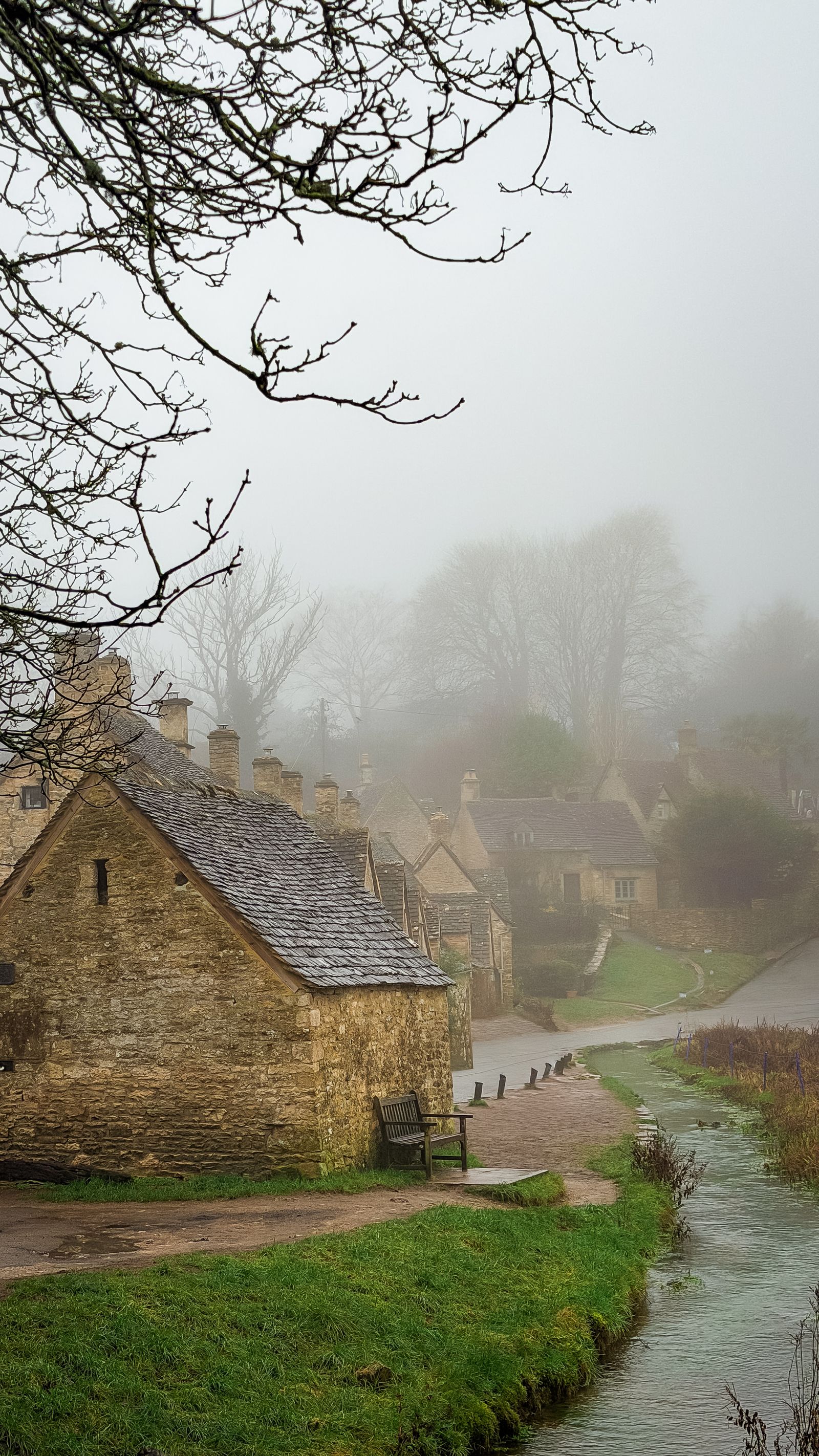 Misty morning in a Cotswolds village