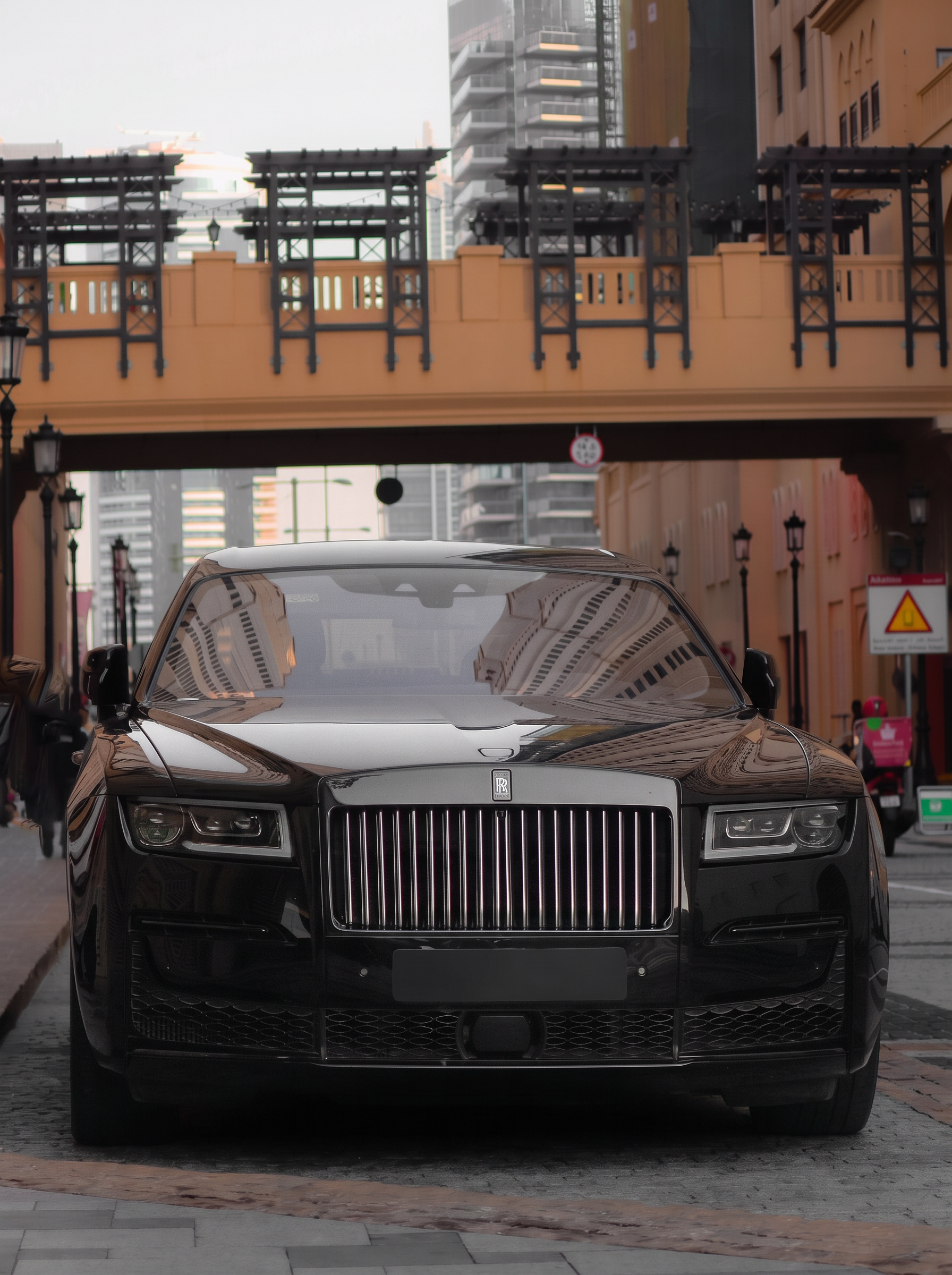 Front view of a black Rolls Royce
